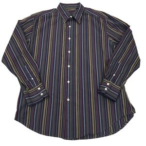 Robert Graham Multicolor Striped Shirt Mens XL Long Knowledge Wisdom Truth